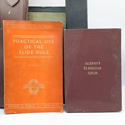 LOT 192: Vintage Charvos Drafting Set, Slide Rulers & Books