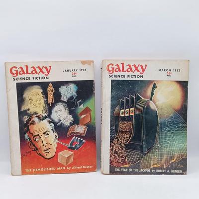 LOT 194: Galaxy Science Fiction 1952 Editions w/ The 3rd and 4th Galaxy Reader & The 1972 Annual World's Best SF