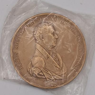 LOT 195: Set of (6) Metal Medallions- Zachary Taylor Peace Medal, Van Buren Peace Medal & More