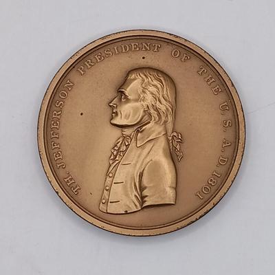 LOT 195: Set of (6) Metal Medallions- Zachary Taylor Peace Medal, Van Buren Peace Medal & More