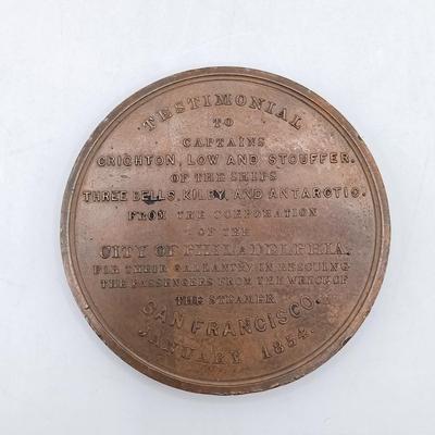 LOT 197: Set of (6) Metal Medallions- SS San Francisco, Steamer Metis, US Coast Guard & More