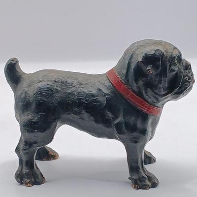 LOT 198: Vintage Resin Red Collar Bulldogs, Cast Metal Dog, White Stone Setter & Plastic Setter