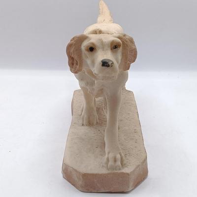 LOT 198: Vintage Resin Red Collar Bulldogs, Cast Metal Dog, White Stone Setter & Plastic Setter