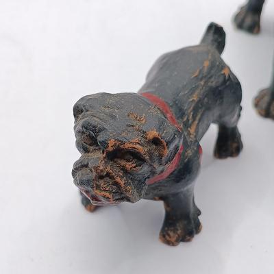 LOT 198: Vintage Resin Red Collar Bulldogs, Cast Metal Dog, White Stone Setter & Plastic Setter