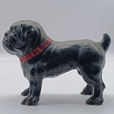 LOT 198: Vintage Resin Red Collar Bulldogs, Cast Metal Dog, White Stone Setter & Plastic Setter