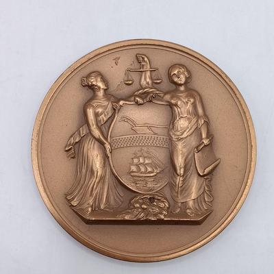 LOT 199: Set of (6) Metal Medallions- Rescue of the San Francisco, Commodore Perry, Cornelius Vanderbilt & More