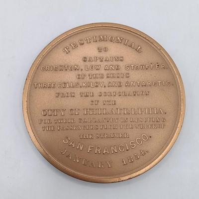 LOT 199: Set of (6) Metal Medallions- Rescue of the San Francisco, Commodore Perry, Cornelius Vanderbilt & More