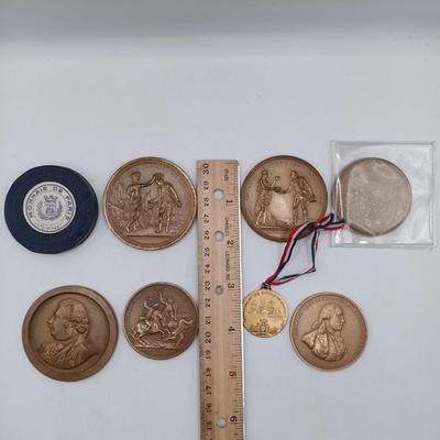 LOT 200: Set of (8) Metal Medallions- Plattsburgh Centenary, Stoney Point & More