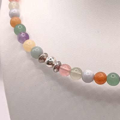 LOT 209: QVC New in Box Gemstone Collar Necklace Sterling Accents