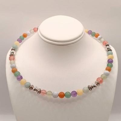 LOT 209: QVC New in Box Gemstone Collar Necklace Sterling Accents