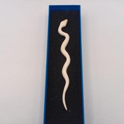 LOT 210: New in Box Venetiaurium Murano Glass Snake Pendant Necklace and a NIB Carved Bone Hair Stick