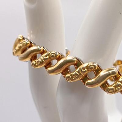 LOT 212: Pitman and Keeler Antique Gold Filled American Queen Expandable Sweetheart Bracelet