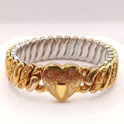 LOT 212: Pitman and Keeler Antique Gold Filled American Queen Expandable Sweetheart Bracelet