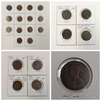 LOT 213: Set of (22) Nova Scotia and New Brunswick One Cent Coins 1861 - 1864