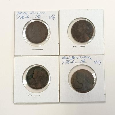 LOT 213: Set of (22) Nova Scotia and New Brunswick One Cent Coins 1861 - 1864