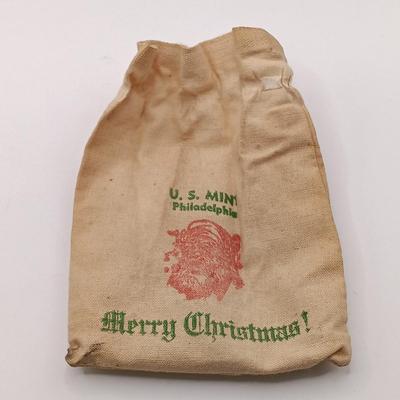 LOT 214: Set of (2) Vintage SEALED U.S. Mint Philadelphia Coin Bags with Coins Inside & (1) Open Bag Containing Wheat Pennies