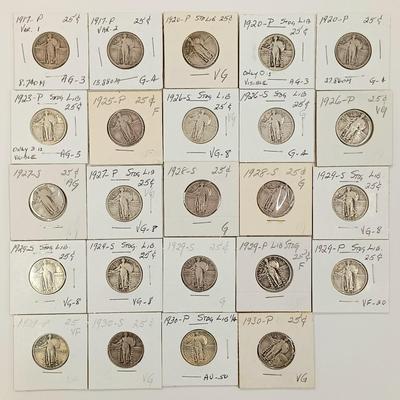LOT 216: Set of (24) Liberty Standing Quarters 1917 - 1930
