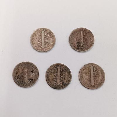 LOT 218: Set of (6) 1946 - 1961 Silver Dimes with (5) Mercury Head Dimes & (5) Barber Dimes