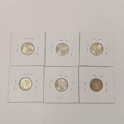 LOT 218: Set of (6) 1946 - 1961 Silver Dimes with (5) Mercury Head Dimes & (5) Barber Dimes