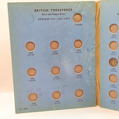 LOT 219: Set of (17) Fifty Percent Silver Sixpence with British Halfpennies and Threepence