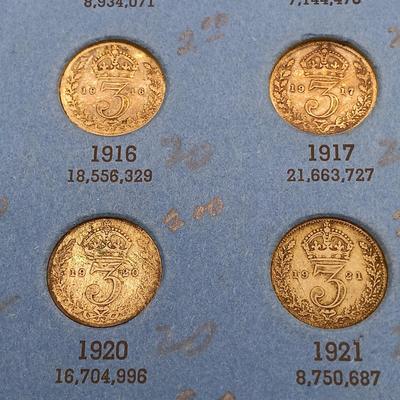 LOT 219: Set of (17) Fifty Percent Silver Sixpence with British Halfpennies and Threepence