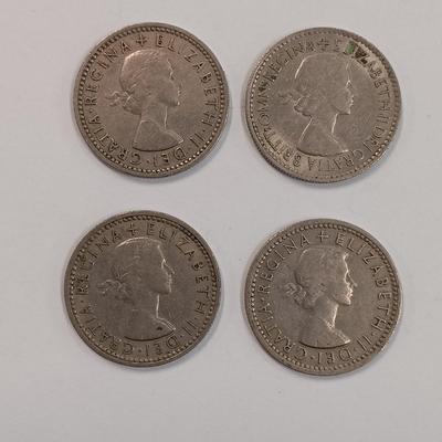 LOT 219: Set of (17) Fifty Percent Silver Sixpence with British Halfpennies and Threepence
