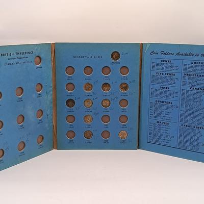 LOT 219: Set of (17) Fifty Percent Silver Sixpence with British Halfpennies and Threepence