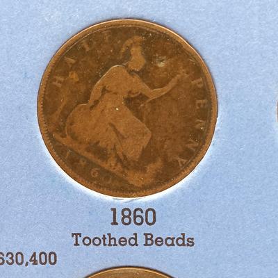 LOT 219: Set of (17) Fifty Percent Silver Sixpence with British Halfpennies and Threepence