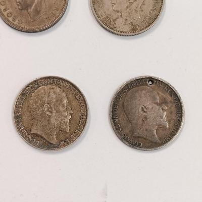 LOT 219: Set of (17) Fifty Percent Silver Sixpence with British Halfpennies and Threepence