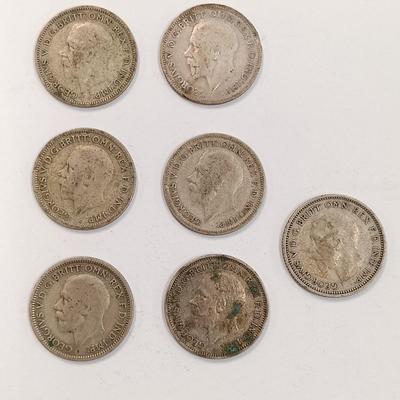 LOT 219: Set of (17) Fifty Percent Silver Sixpence with British Halfpennies and Threepence