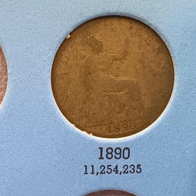 LOT 219: Set of (17) Fifty Percent Silver Sixpence with British Halfpennies and Threepence