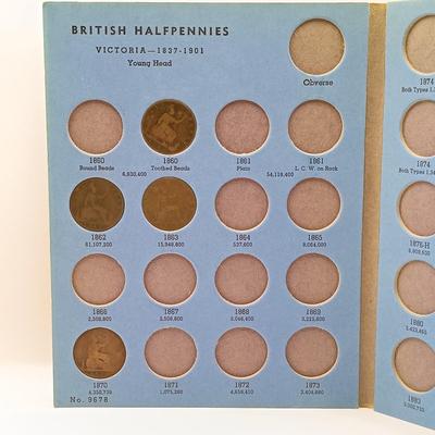 LOT 219: Set of (17) Fifty Percent Silver Sixpence with British Halfpennies and Threepence