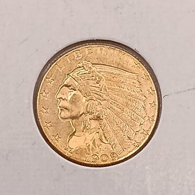 LOT 223: 1909 Indian Head G$2.50 Gold Coin
