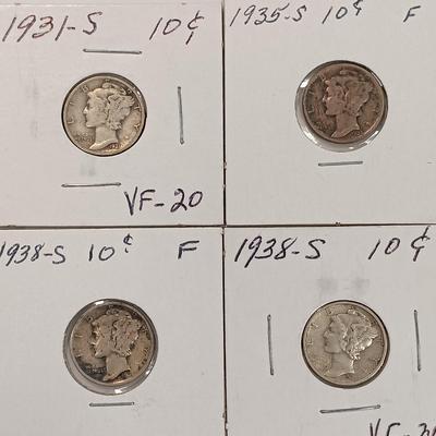 LOT 225: Set of (14) Silver Mercury Head Dimes 1916 - 1945