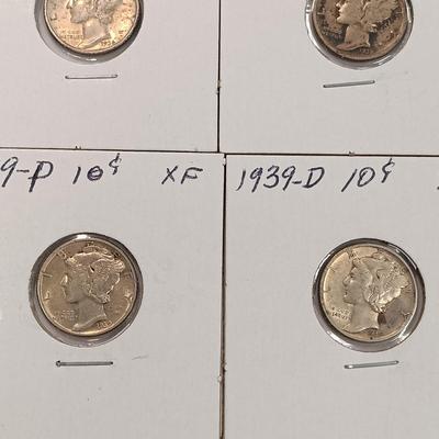 LOT 225: Set of (14) Silver Mercury Head Dimes 1916 - 1945