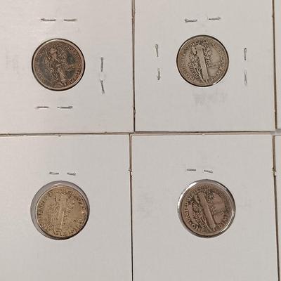 LOT 225: Set of (14) Silver Mercury Head Dimes 1916 - 1945