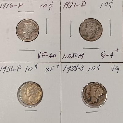 LOT 225: Set of (14) Silver Mercury Head Dimes 1916 - 1945