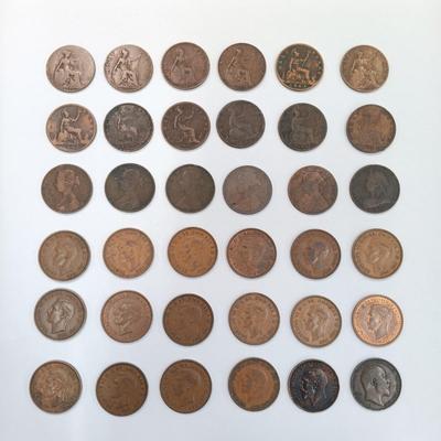 LOT 227: Set of (36) British Half Pennies