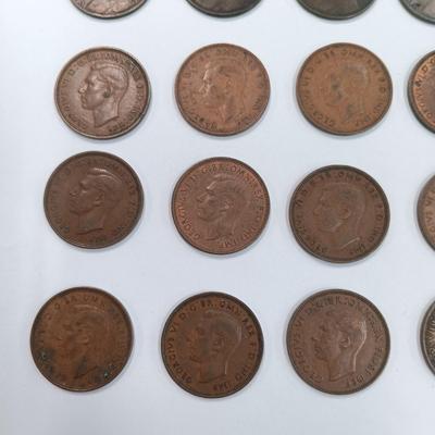 LOT 227: Set of (36) British Half Pennies