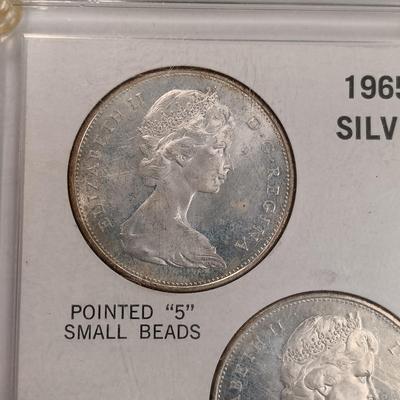LOT 230: 1965 Canadian Silver Dollars 4-Coin Type Set