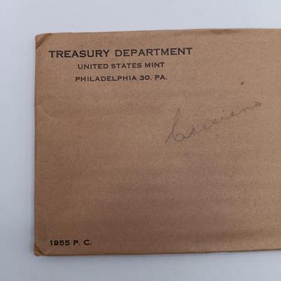 LOT 231: SEALED 1955 Proof Coin Set with 1956 Proof Set in Open Envelope