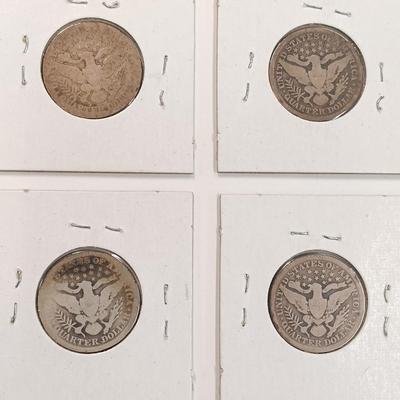 LOT 233: Set of (11) Silver Barber Quarters 1892 - 1914