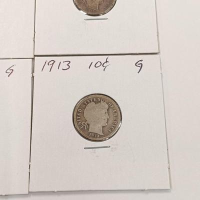 LOT 234: Set of (18) Barber Dimes 1908 - 1914