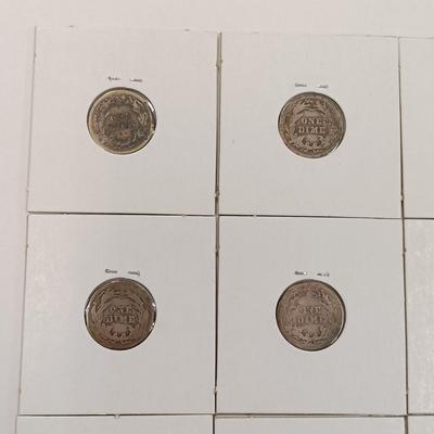 LOT 234: Set of (18) Barber Dimes 1908 - 1914