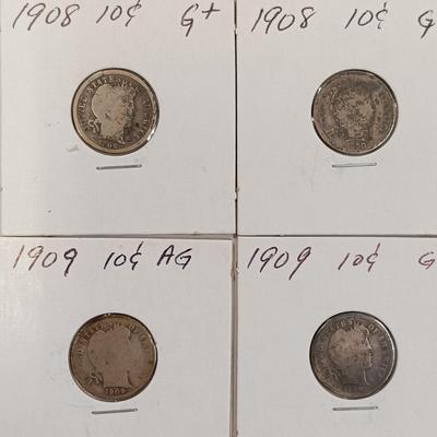 LOT 234: Set of (18) Barber Dimes 1908 - 1914