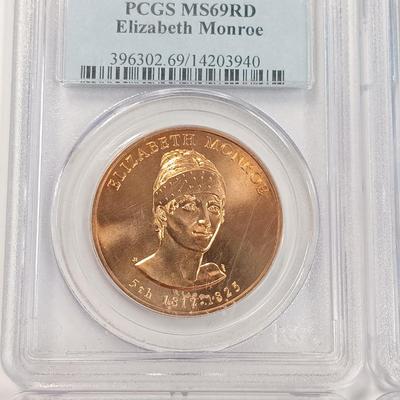 LOT 235: Set of (4) 2007 First Spouse, Van Buren's Liberty and Old Hickory Medals PCGS MS69RD