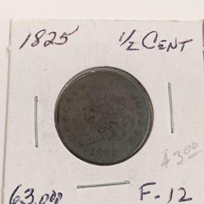 LOT 238: Set of (5) Half Cents 1925 - 1935 with (1) 1909 VDB Wheat Penny