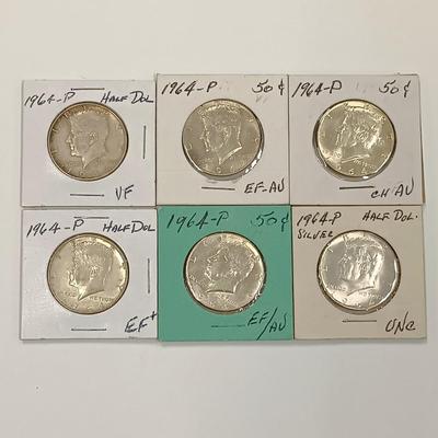 LOT 239: Set of (6) Silver 1964 Half Dollars