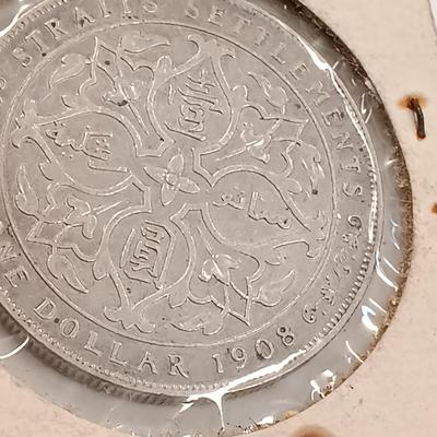 LOT 243: British Straits Settlements 1908 Dollar Coin