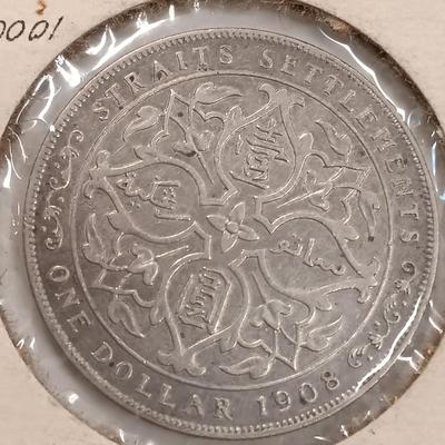 LOT 243: British Straits Settlements 1908 Dollar Coin